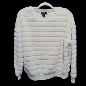 Cream ribbed faux fur sweatshirt
